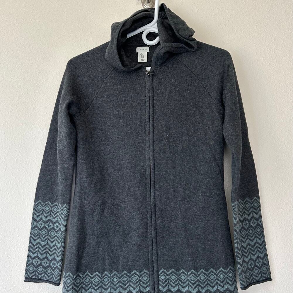 Aspen knit full zip sweater hooded long tunic ski outdoor fall winter cozy  XS - Picture 3 of 10
